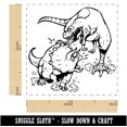 thumbnail image 2 of Triceratops and T-Rex Dinosaurs Fighting Self-Inking Rubber Stamp Ink Stamper - Lime Green Ink - Small 1 Inch, 2 of 7