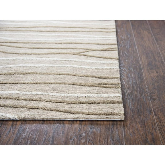 Alora Decor Geneva 2'6" x 8' Lines Natural/Ivory Hand-Tufted Area Rug