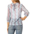 thumbnail image 3 of Allegra K Women's 3/4 Sleeves Ruffle Mock Neck Sheer Lace Tops, 3 of 6