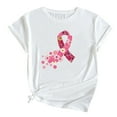 thumbnail image 2 of Leesechin Cancer Shirts Women Pink Ribbon Graphic Tee Cure Breast Cancer Awareness Tshirt Inspirational Short Sleeve Tops White, 2 of 5