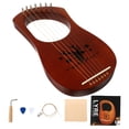 thumbnail image 1 of OULII 1Set Handheld Wooden 7 String Harp with Coffee Wood and Extra Harp Picks, 1 of 4