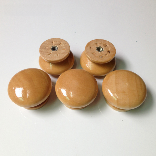 Muebles de madera maciza, puerta de armario, manija pequeña redonda de un solo orificio, manija de madera moderna y simple para cajón, manija de madera para armario