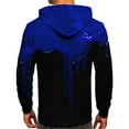 thumbnail image 4 of Men's Loose Fit Hoodie with Watercolor Print, Casual Long Sleeve Pullover Sweatshirt, Soft Brushed Fleece for Streetwear, Winter Comfort, Christmas Holiday Season,Blue,3XL, 4 of 6