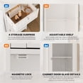 thumbnail image 4 of SUNCROWN 63" H Narrow Bathroom Storage Cabinet with Drawer & Adjustable Shelves, Freestanding Linen Tower with Glass & Solid Doors, Anti-Tip Safety Device, White ﻿, 4 of 9