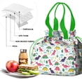 thumbnail image 4 of White Cute Dinosaurs Pattern Drawstring Lunch Bag Women - Drawstring Lunch Bag Insulated for Work Office - Stain-Resistant Large Lunchbags for Women with Multi-Pockets, 4 of 6