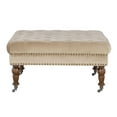 thumbnail image 4 of Aubrey Tan Velvet Square Tufted Ottoman, 4 of 6