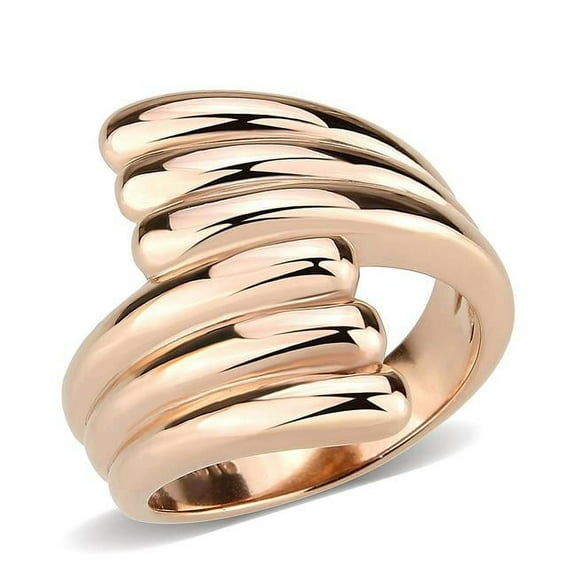 IP Rose Gold Ion Plating Stainless Steel Ring with No Stone, Size 7