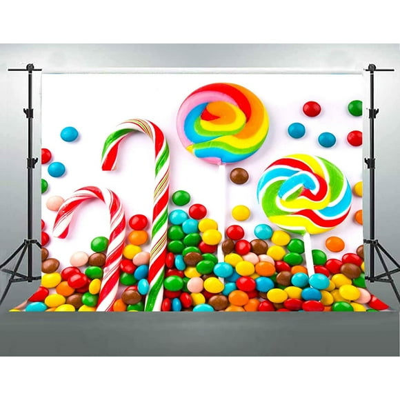 F-FUN SOUL 7x5ft Candy Backdrop Colors Lollipop Sweets Photography Backgrounds Kids Birthday Party Portrait Photo