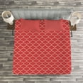 thumbnail image 3 of Ambesonne Modern Quilted Bedspread Set 3 Pcs, Wavy Lines Oval Curvy, King Size, Dark Coral Ivory, 3 of 3