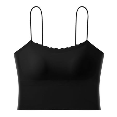 Pavied Strapless Bras for Women Padded Bralette Non Marking Fixed Cup No Steel Ring Gathering Bra Breathable Beauty Back Underwear Ladies Tank Top Small Sling Bandeau Bra Tshirt Bras Black XL