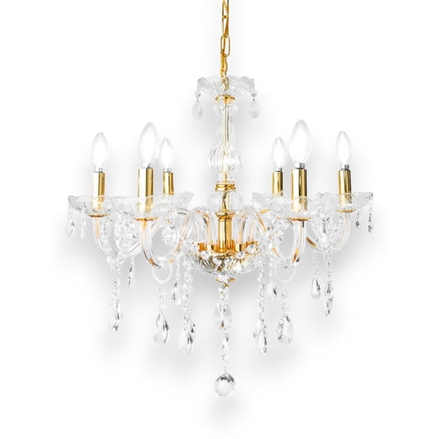 Candil de Techo Cristal Cortado D'Gala Iluminación DG8034 Dorado de 6 Luces