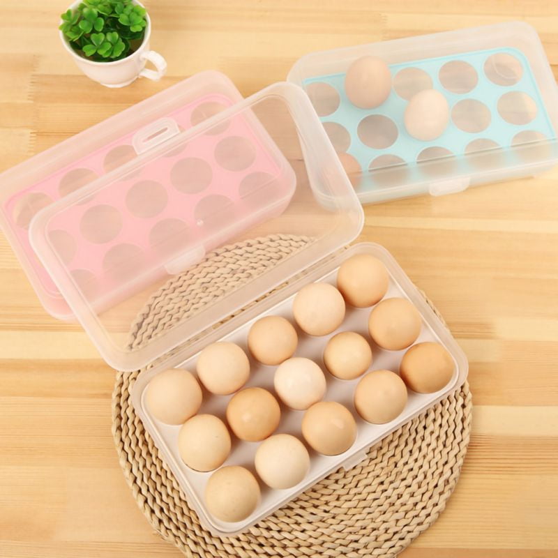 Egg Organizer For Refrigerator Plastic Eggs Containers(15 Eggs) Clear