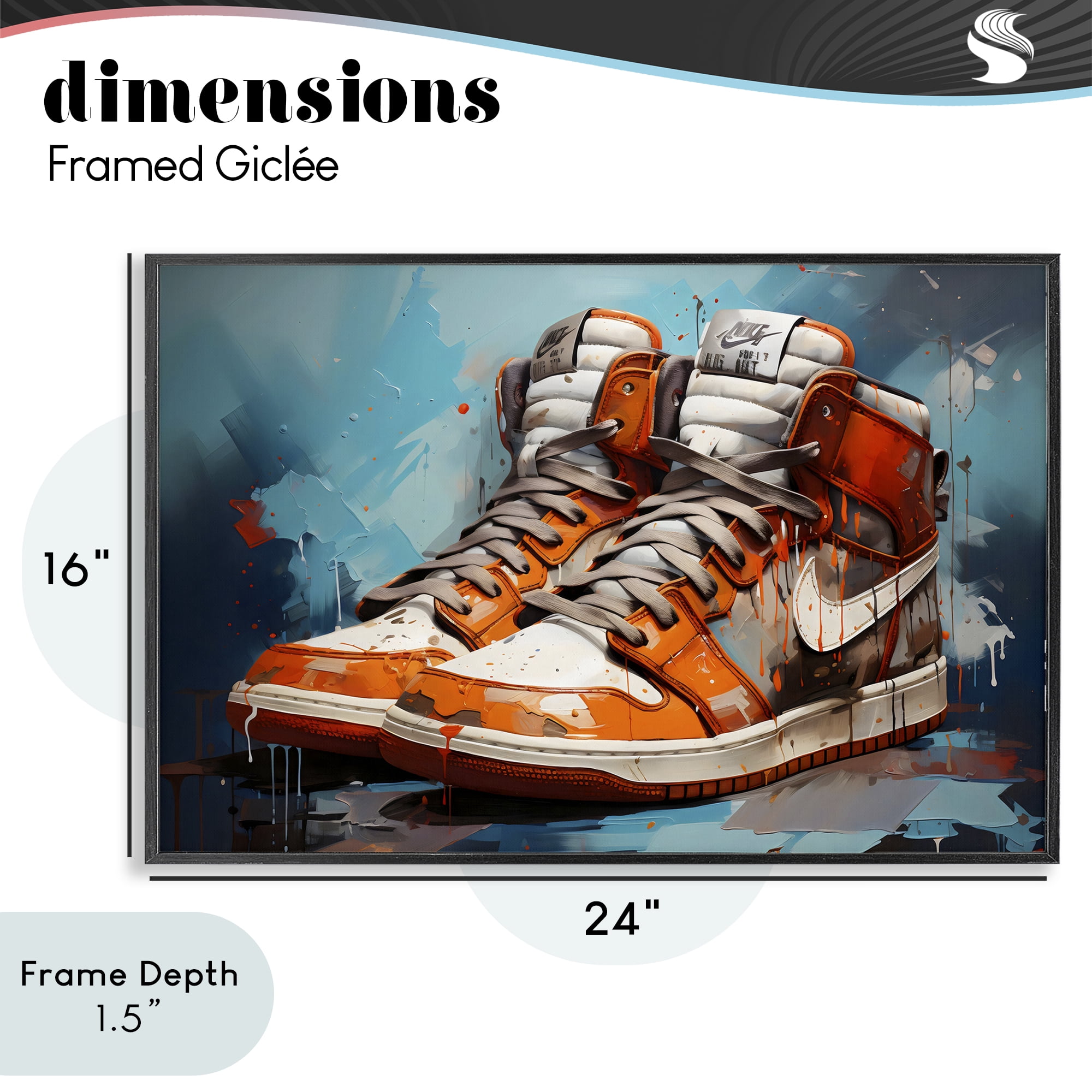 Stupell Industries Red & White Sneakers Splash Black Framed Giclee Art, design by Creative Studio
