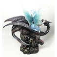 thumbnail image 2 of Large 13" Tall Blue Ice Frozen Lair Fairy With Black Skull Dragon Figurine, 2 of 5