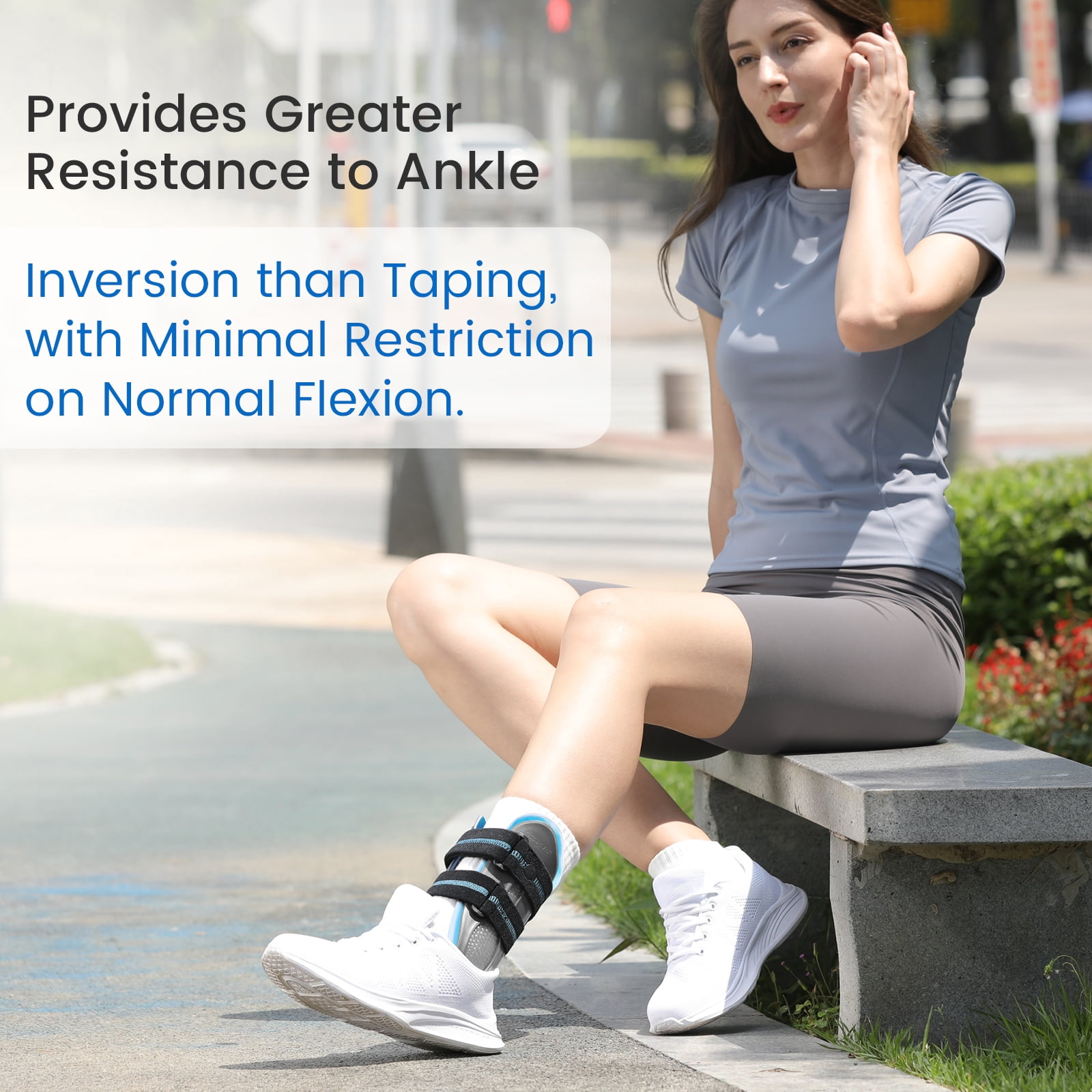 Velpeau Ankle Support Brace for Men & Women, Ankle Stabilizer, Stirrup Splint for Sprains, Tendonitis, Volleyball, Basketball, Sprained Ankle, Reversible Left & Right Foots, One Size (Gel Pad, Grey)