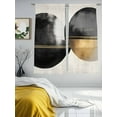 thumbnail image 3 of Abstract Art Sheer Curtains 63 Inches Long 2 Panels Black Gold Circle Striped Geometric Minimalist Light Filtering Semi Sheer Window Curtains Drapes for Bedroom Living Room 52"x63", 3 of 7