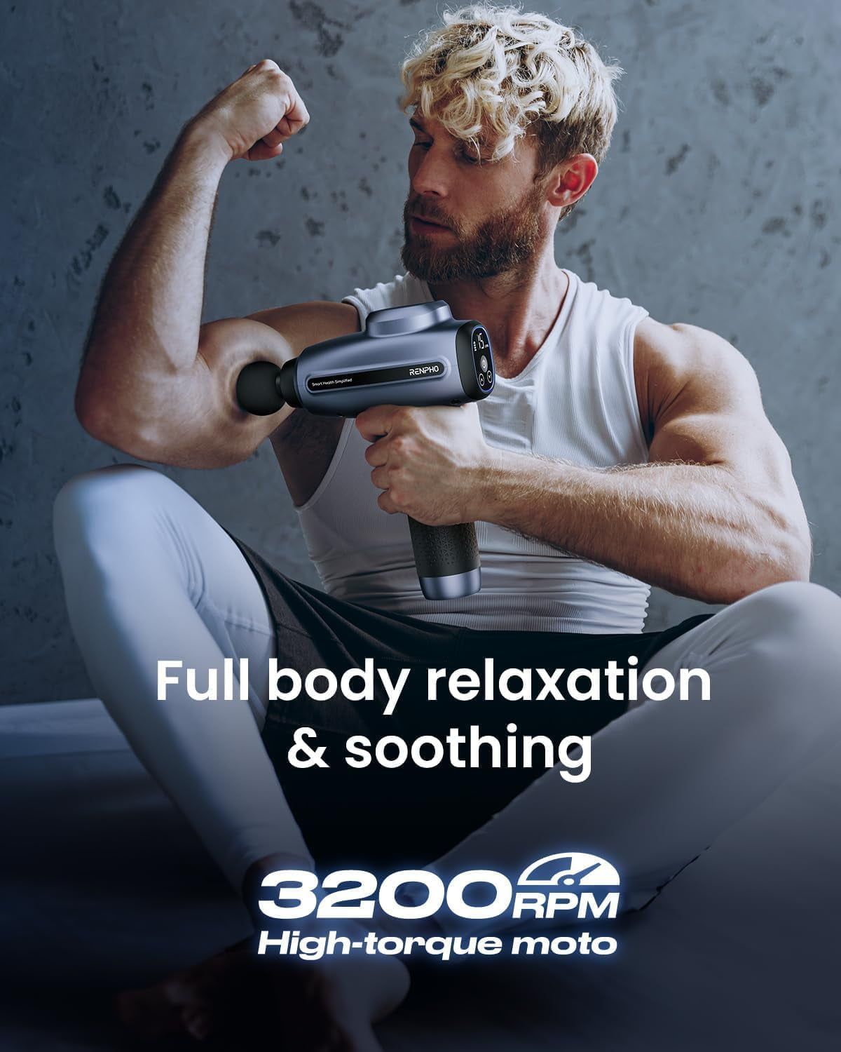 Deep Tissue Percussion Massage Gun for Athletes with 15 Speeds and LED Touchscreen