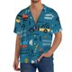 thumbnail image 1 of Balery Construction Trucks Camisa Casual de Manga Corta con Botones para Hombre, Texturizada, Estilo Cubano, para Playa, Verano-Medium, 1 of 5
