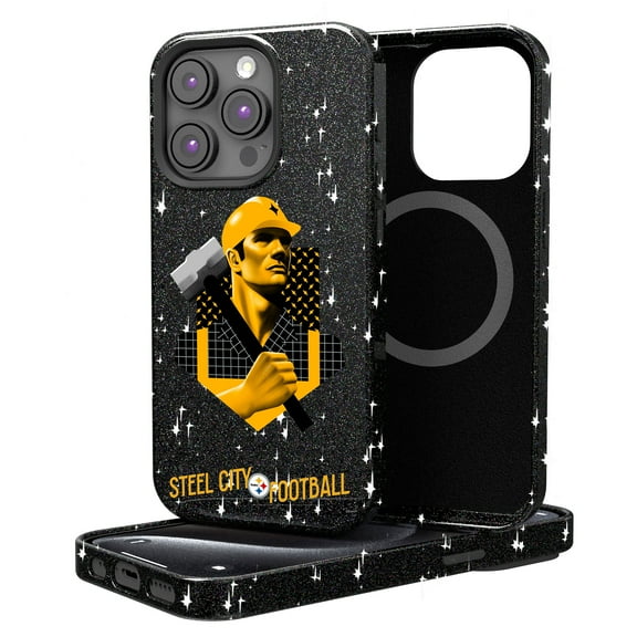 Keyscaper Black Pittsburgh Steelers 2024 Illustrated Limited Edition Bling iPhone Case