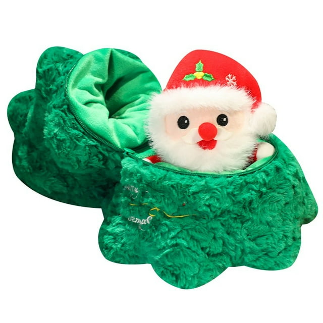 Árbol de Navidad de dibujos animados con muñeco de peluche con Papá Noel en el interior, 40 cm