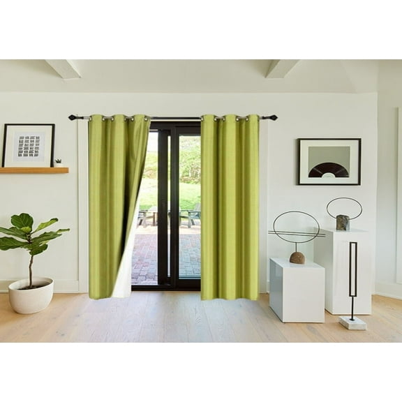 Window Curtain for Bedroom ADAM Home Decor 1 Panel Thermal 100% Blackout full Room Darkening Grommets Lime 95" Length