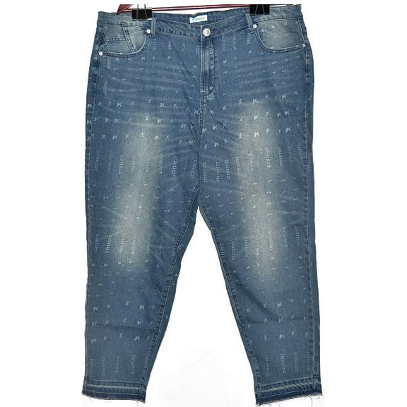 K. Jordan Women's Printed Crop Jeans in Medium Wash Denim - 18