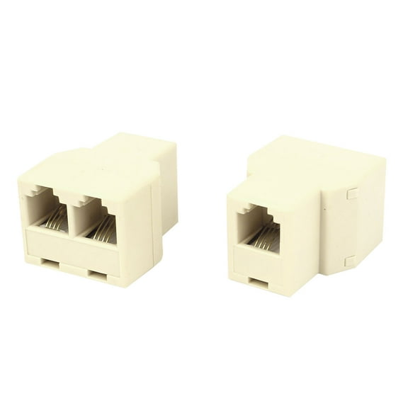 Unique Bargains 2pcs RJ11 4P4C 1 to 2 Female Socket Connector Telephone Modular Splitter Adapter