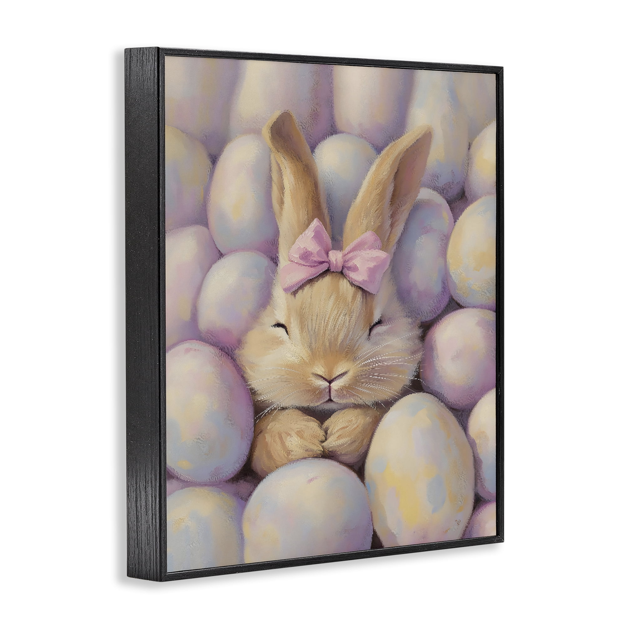 Stupell Industries Easter Bunny Nestled in Eggs Black Framed Giclee Art, design by The Prints Vibe