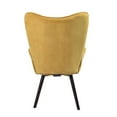 thumbnail image 6 of Velvet Accent Chair, Modern Upholstered Side Armchair with Wood Legs, Tufted Button Wingback Sofa Chairs Tall Back Reading Chair for Living Room, Bedroom, Reading Room, Yellow, 6 of 7