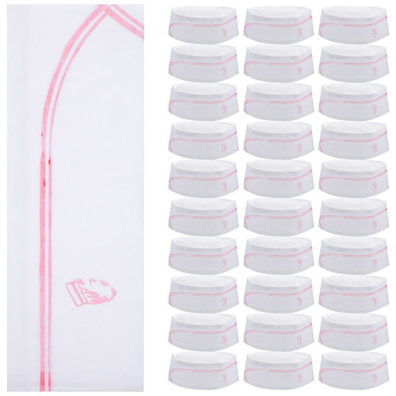 LULULION 40Pcs Disposable Chef Hats White Nonwoven Kitchen Cooking Uniform Caps
