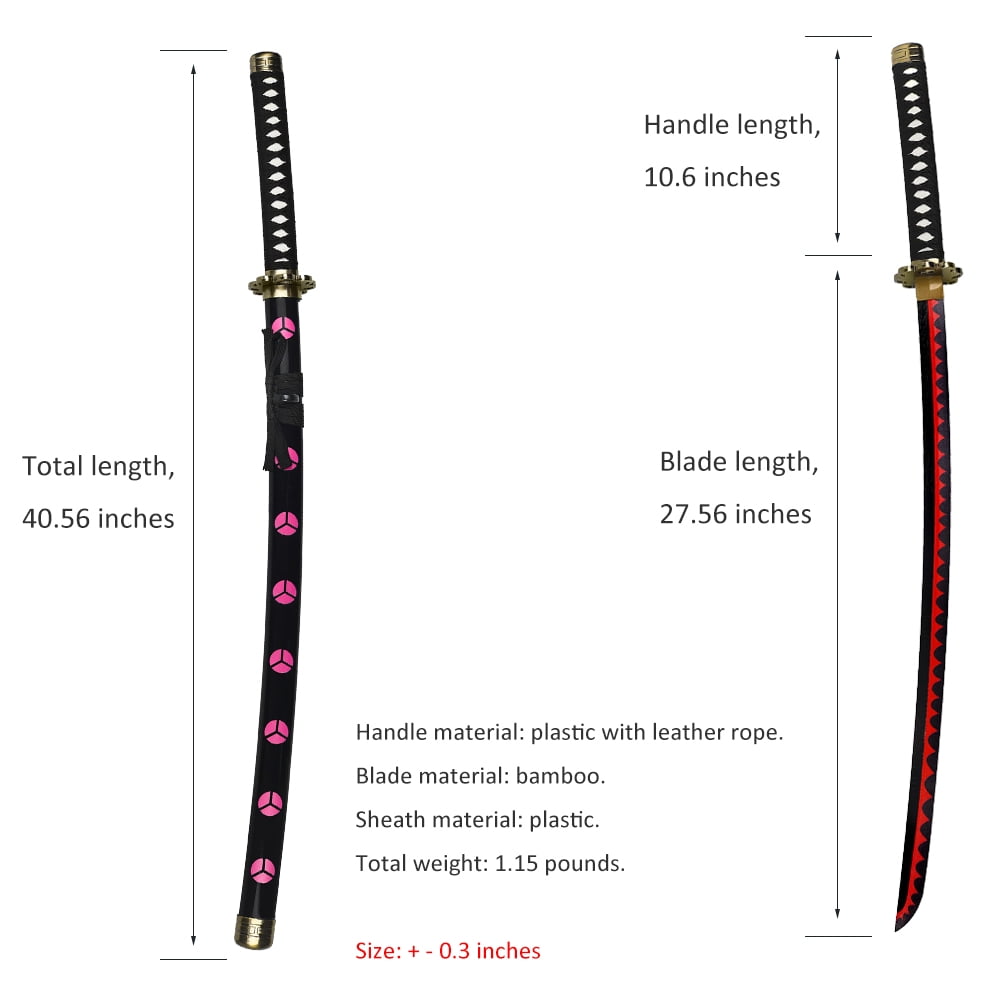 41 inches Roronoa Zoro Sword Set with Belt and Holder, Wado Ichimonji & Kitetsu & Shusui