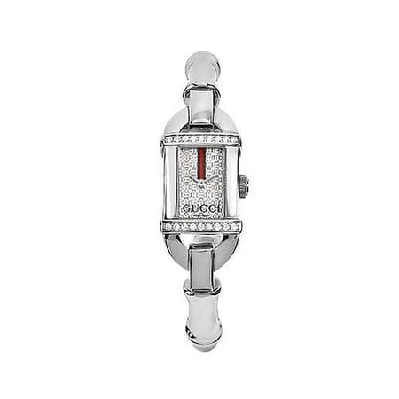 Gucci Quartz SIlver Tone Dial Diamond Womans Watch YA068556