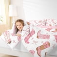 thumbnail image 3 of Manfei Pink Cowboy Boot Bow Print Full Size Comforter Sets for Girls, Cute Boots Bedding Sets, Pink Reversible, 3-Piece, 3 of 6