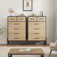 thumbnail image 3 of Senfot 4+2 Dresser for Bedroom, Freestanding 46.6" Tall Drawer Dresser with Storage, Wooden Closet Storage Chest for Living Room, Bedroom, Entryway, Natural Oak+Black, 3 of 8