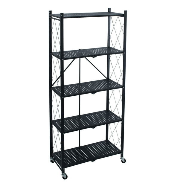 Organize It All 5 Shelf Foldable Metal Storage Shelves, Wheels, Adult