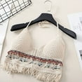 thumbnail image 6 of Sexy Boho Beach Holiday Camisole Halter Women Crochet Knit Swimsuit Bra Backless Vest Hollow Tassel Tank Top Women's Crop Tops, 6 of 9
