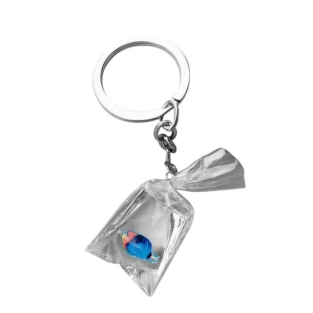 Birdeem Clear Resin Fish Cute Resin Fish Key Chain Water Bag Fish Key Ring