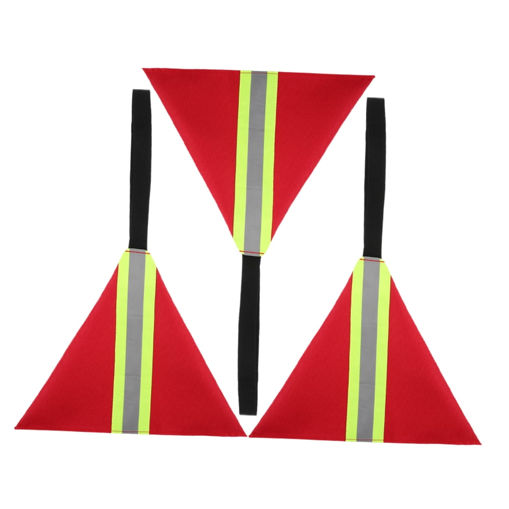 KONTONTY 3-Pack Kayak Reflective Safety Flags for Trailer, High Visibility Warning Flags with Raised Seat Bungee for Kayak Safety