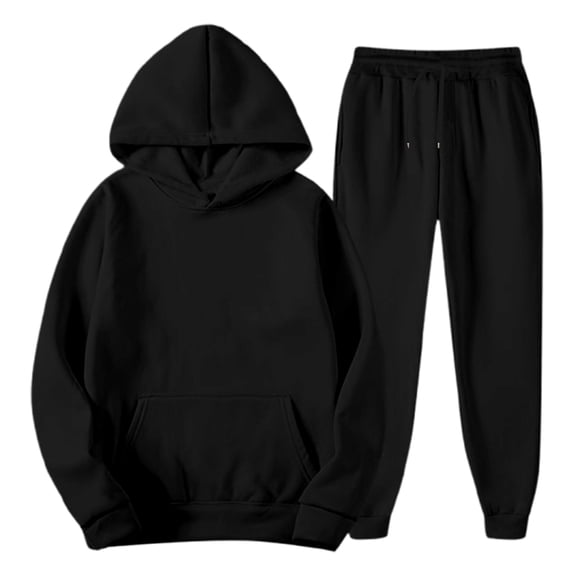 ibiyuan Mens Track Suit Shorts Long Sleeve Causal Autumn Winter Hoodie Tracksuit Sweatsuit Set Hoodies Hoody Sweatshirt Drawstring Pants Outfits Sport Suits,Black