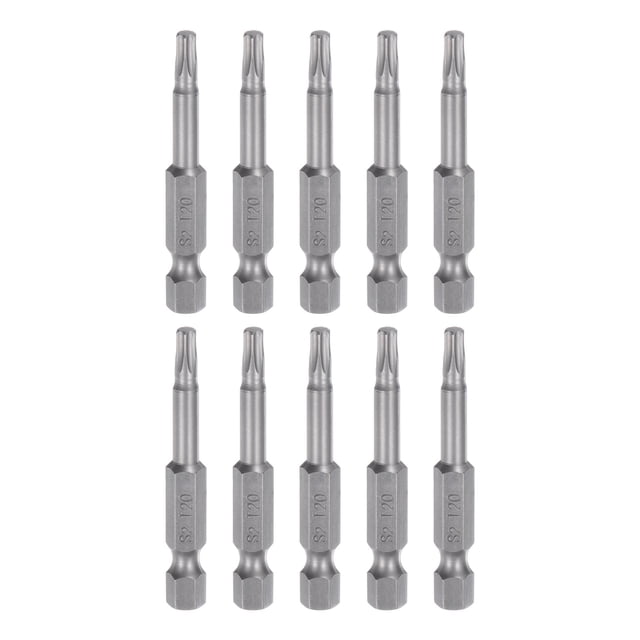 Uxcell T20 Destornillador de Seguridad Estrella Magnético de 5 Puntos Torx Bit 1/4" Hex Shank 2" Longitud, Paquete de 10