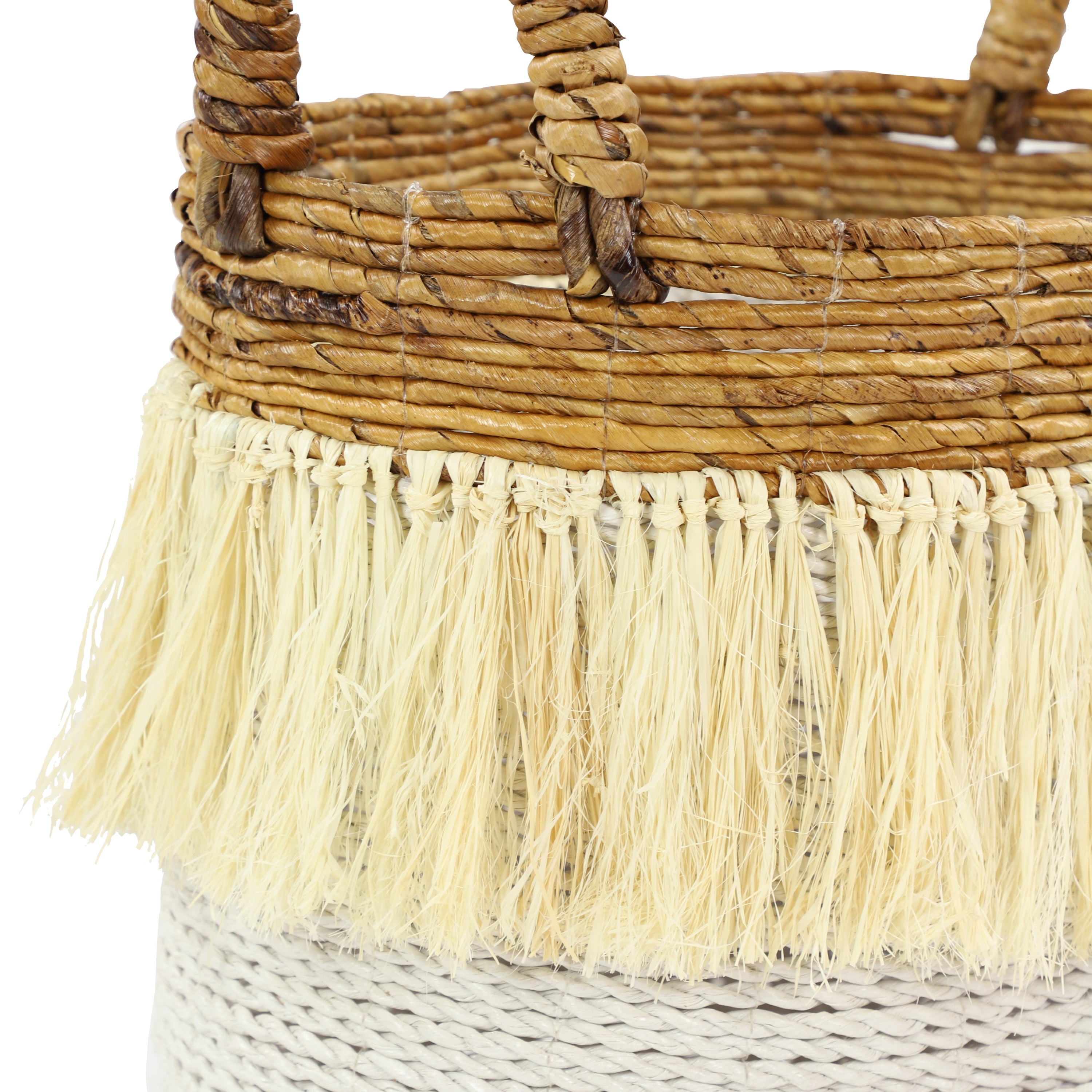 CosmoLiving by Cosmopolitan 18", 16"W White Dried Plant Storage Basket, 2-Pieces