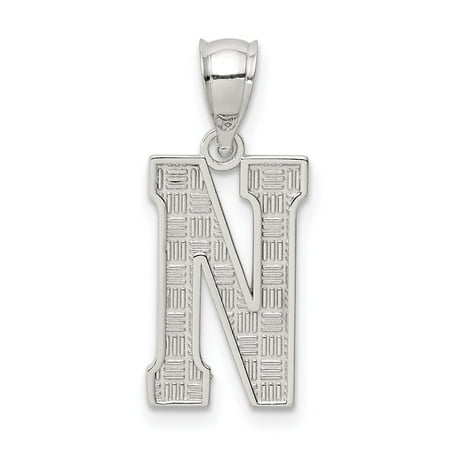 Diamond2Deal 925 Sterling Silver Letter N Initial Pendant for Women (L- 0.99 in)