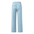 thumbnail image 3 of Zszcpp Summer Pants For Mens 2025 Trendy Solid Full Length Loose Button Pocket Drawstring Beachwear Lounge Trousers Casual Trouser, 3 of 4