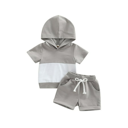 

Kuriozud Baby Boys Hooded Short Sleeve Tops ShortsInfant Toddler