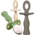 thumbnail image 1 of Cucharas Para Bebé Upward, Paquete De 3 - Cucharas Para Bebé Autoalimentables 6 Meses - Utensilios Masticables Para Niños Pequeños Con Barrera Antiasfixia - Cucharas De Silicona Para Bebés - Utensilio, 1 of 5