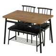 thumbnail image 2 of PAPROOS Dining Table Set for 4, Modern 4 Pcs Kitchen Table Set, Wooden Top, Metal Frame and Upholstered Seat, Dinette Sets for Breakfast Nook, Dining Room Table with 2 Chairs and 1 Bench Set, Brown, 2 of 10