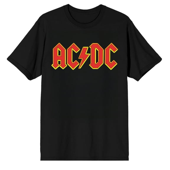 ACDC The Iconic Gold & Red Logo on Black Short Sleeve Adult T-Shirt-XS