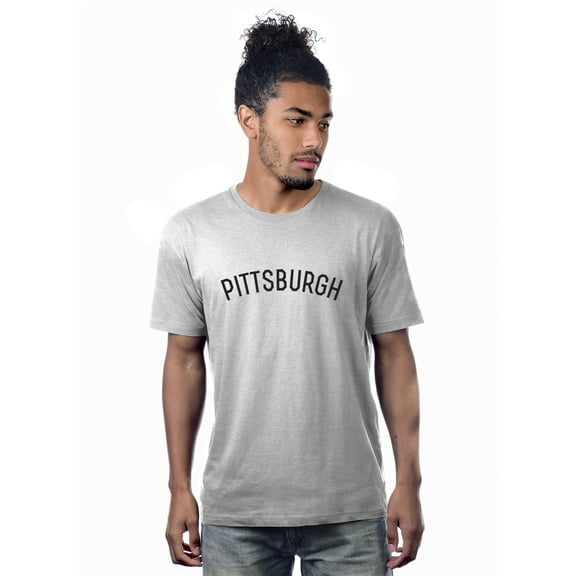 Daxton Premium Basic Crew Neck Short Sleeve Tshirt Cities Pittsburgh  Letter - HthGrey Black-XX-Large