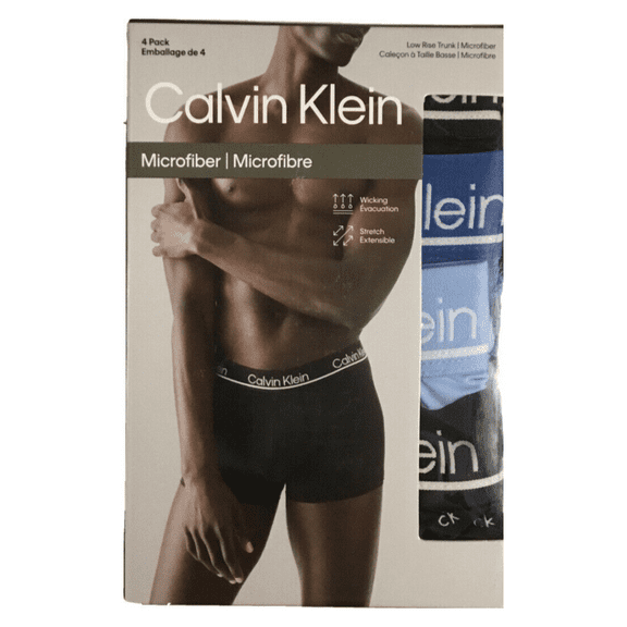 Calvin Klein Men's Underwear 4-Pack Microfiber Low Rise Trunk Blue/Multi Large