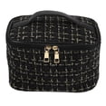 thumbnail image 1 of Bolsa de maquillaje Unique Bargains grande organizadora de brochas de lana Patrón a cuadros negro 22x14x14cm, 1 of 1
